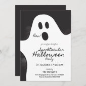 Schwarz-Weiß-Geist-Spooktacular-Halloween-Party Einladung (Vorne/Hinten)