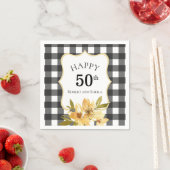 Schwarz-Weiß-Gelb-Blüte 50 Jahre alt Serviette (Beispiel)