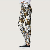 Schwarz, Weiß, Gelb Elegant Daisy Abstrakt Leggings (Links)