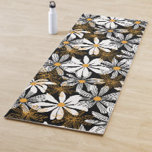 Schwarz, Weiß, Gelb Elegant Daisy Abstrakt
