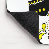 Schwarz/weiß/gelb Nordic Folk Dala Pferd/Friesian Mousepad (Ecke)