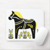 Schwarz/weiß/gelb Nordic Folk Dala Pferd/Friesian Mousepad (Mit Mouse)