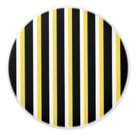 Schwarz, Weiß, Gelb Streifen - Schublade Keramikknauf