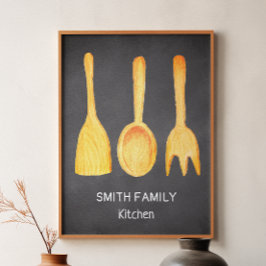 Schwarz-weiß-Gelbe Küche Utensile Zwischenetappe Poster