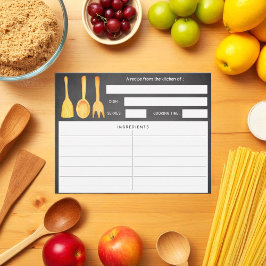 Schwarz-weiß Gelbe Utensien rustikale Rezeptionska Begleitkarte