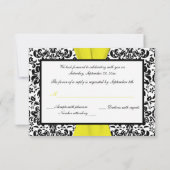 Schwarz, Weiß, Gelber Damast, DRUCKER RIBBON-UAWG RSVP Karte (Rückseite)