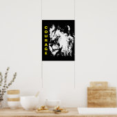 Schwarz-weiß-Gelber Pop Art Courage Lion Poster (Küche)