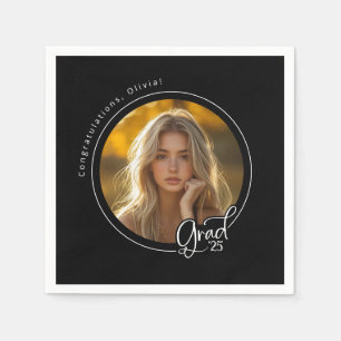 Schwarz-weiß-Gelbes Foto-Abschluss Serviette