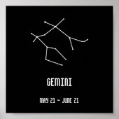 Schwarz-Weiß-Gemini-Konstellation Poster (Vorne)
