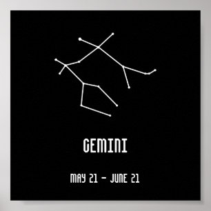 Schwarz-Weiß-Gemini-Konstellation Poster
