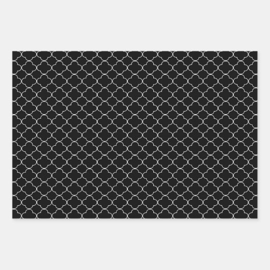 Schwarz-Weiß-Gemustert Geschenkpapier Set (Vorderseite)