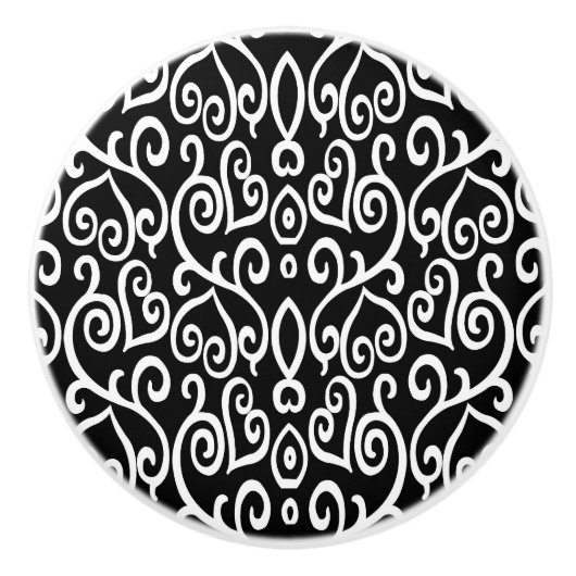 Schwarz-Weiß-Gemustert Keramikknauf (Vorderseite)