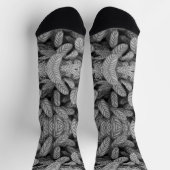 Schwarz-weiß gemusterte Blatt-Socken Socken (Oben)