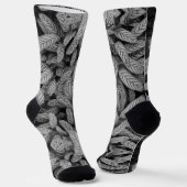 Schwarz-weiß gemusterte Blatt-Socken Socken (Gewinkelt)