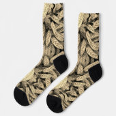 Schwarz-weiß gemusterte Blatt-Socken Socken (Linkes Detail)
