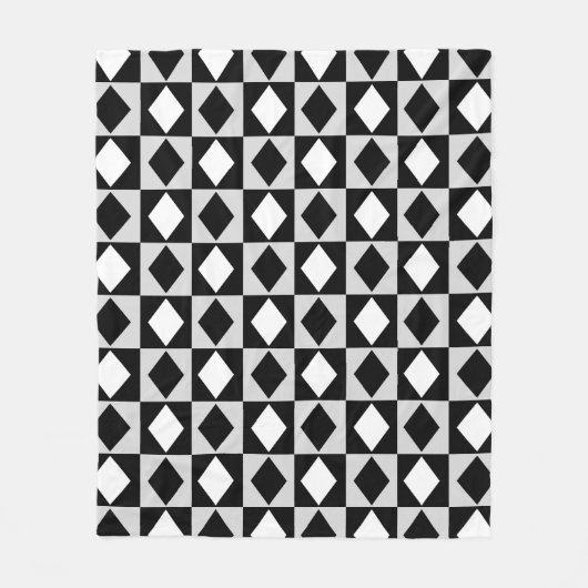 Schwarz-weiß Geometric Rhombus Diamond Fleecedecke (Vorderseite)