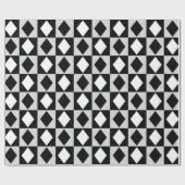 Schwarz-weiß Geometric Rhombus Diamond Geschenkpapier (Flach)