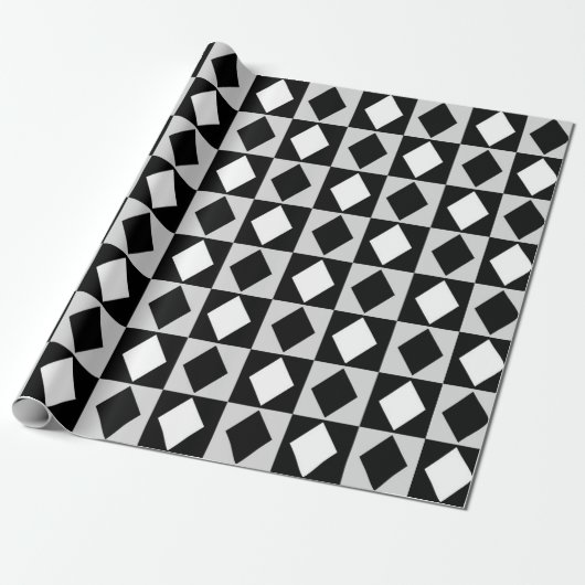 Schwarz-weiß Geometric Rhombus Diamond Geschenkpapier (Ungerollt)