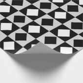 Schwarz-weiß Geometric Rhombus Diamond Geschenkpapier (Ecke)