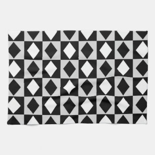 Schwarz-weiß Geometric Rhombus Diamond Geschirrtuch