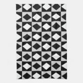 Schwarz-weiß Geometric Rhombus Diamond Geschirrtuch (Vertikal)