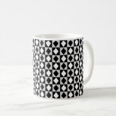 Schwarz-weiß Geometric Rhombus Diamond Kaffeetasse (VorderseiteRechts)