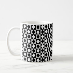 Schwarz-weiß Geometric Rhombus Diamond Kaffeetasse