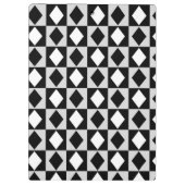 Schwarz-weiß Geometric Rhombus Diamond Klemmbrett (Rückseite)