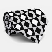 Schwarz-weiß Geometric Rhombus Diamond Krawatte (Gerollt)