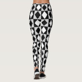 Schwarz-weiß Geometric Rhombus Diamond Leggings (Rückseite)