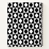 Schwarz-weiß Geometric Rhombus Diamond Notizblock (Rückseite)