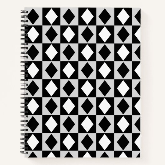 Schwarz-weiß Geometric Rhombus Diamond Notizblock (Vorderseite)