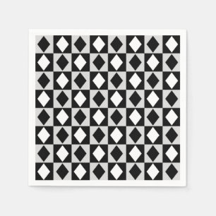Schwarz-weiß Geometric Rhombus Diamond Serviette
