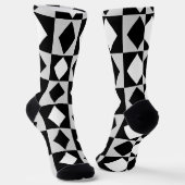 Schwarz-weiß Geometric Rhombus Diamond Socken (Gewinkelt)