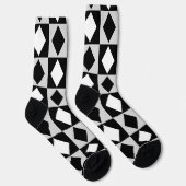 Schwarz-weiß Geometric Rhombus Diamond Socken (Rechts)