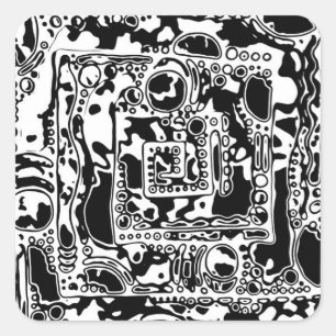 Schwarz-Weiß-Geometrie 25 Quadratischer Aufkleber