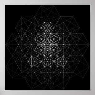 Schwarz-Weiß-Geometrie-Abstraktes-Muster-Plakat Poster