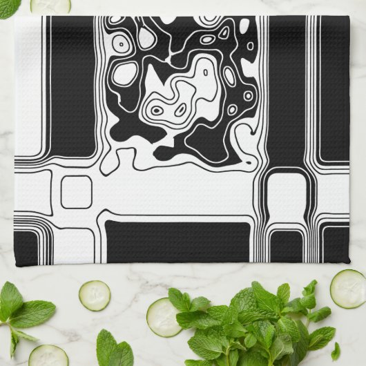 Schwarz-Weiß-Geometrie Art 1 Geschirrtuch (Gefaltet)