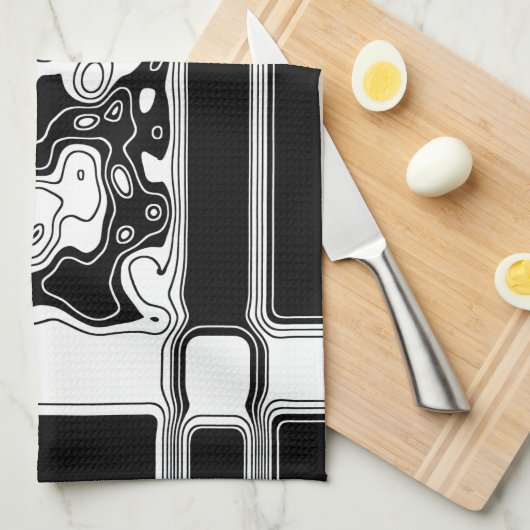 Schwarz-Weiß-Geometrie Art 1 Geschirrtuch (Viertel Falte)