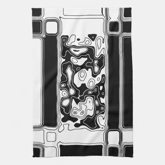 Schwarz-Weiß-Geometrie Art 1 Geschirrtuch (Vertikal)