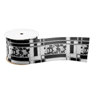 Schwarz-Weiß-Geometrie Art 1 Satinband