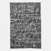 Schwarz-Weiß-Geometrie Art 2 Geschirrtuch (Vertikal)