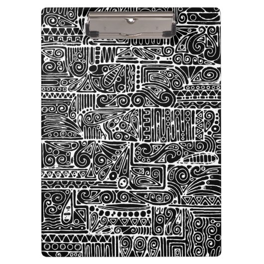 Schwarz-Weiß-Geometrie Art 2 Klemmbrett (Vorderseite)