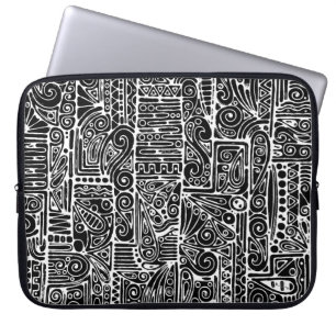 Schwarz-Weiß-Geometrie Art 2 Laptopschutzhülle