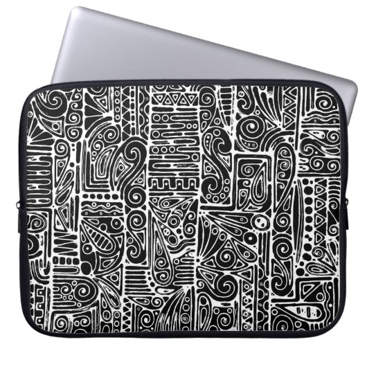 Schwarz-Weiß-Geometrie Art 2 Laptopschutzhülle (Vorderseite)