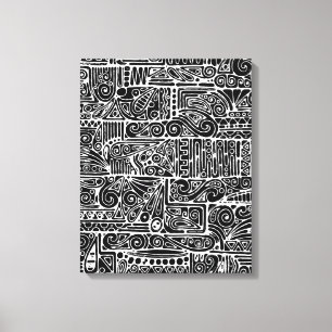 Schwarz-Weiß-Geometrie Art 2 Leinwanddruck