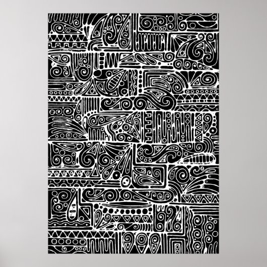 Schwarz-Weiß-Geometrie Art 2 Poster (Vorne)