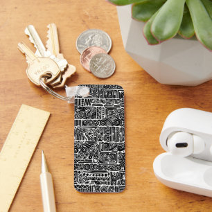 Schwarz-Weiß-Geometrie Art 2 Schlüsselanhänger