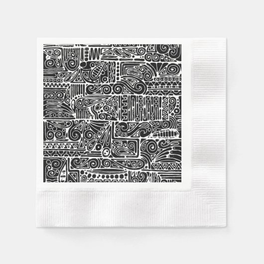 Schwarz-Weiß-Geometrie Art 2 Serviette (Vorderseite)