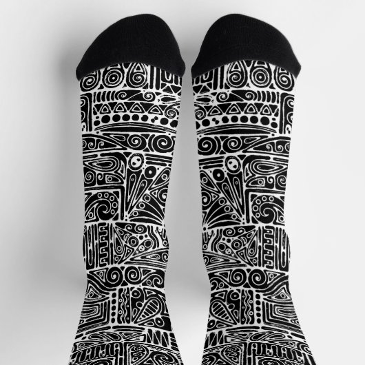 Schwarz-Weiß-Geometrie Art 2 Socken (Oben)